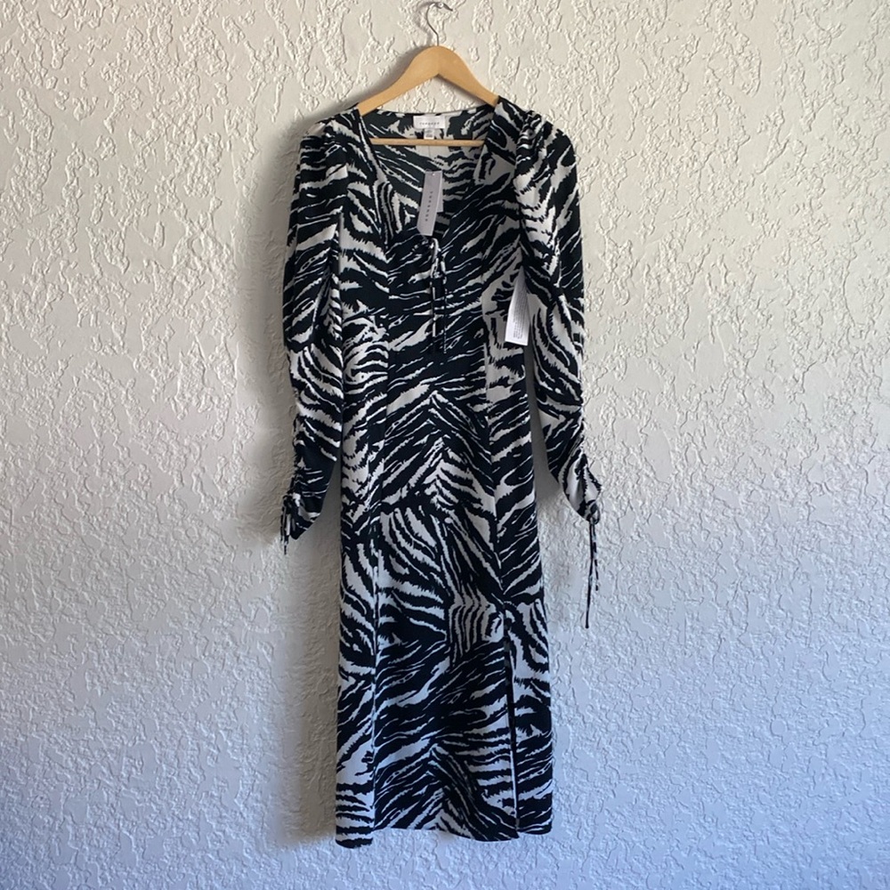 NWT TopShop Zebra print midi dress size 2